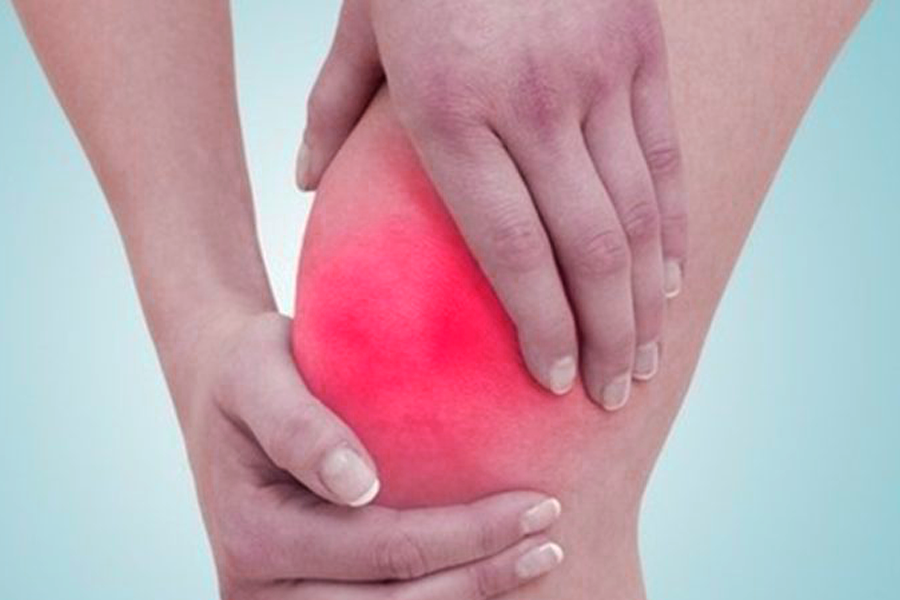 Условное обозначение очага боли в воспаленном коленном суставе